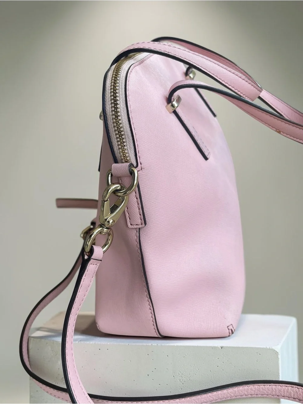 Kate Spade Cedar Street Maise Pale Pink Leather Satchel Crossbody Bag